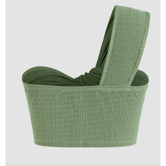 NWT Cider Texture One Shoulder Tank Top Size Medium Green a194 - Picture 4 of 9